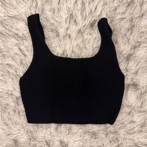 Babaton Sculpt Knit Squareneck Cropped Tank - Black